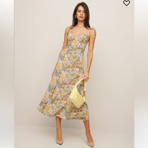 Reformation Nadira dress in Blue floral pattern